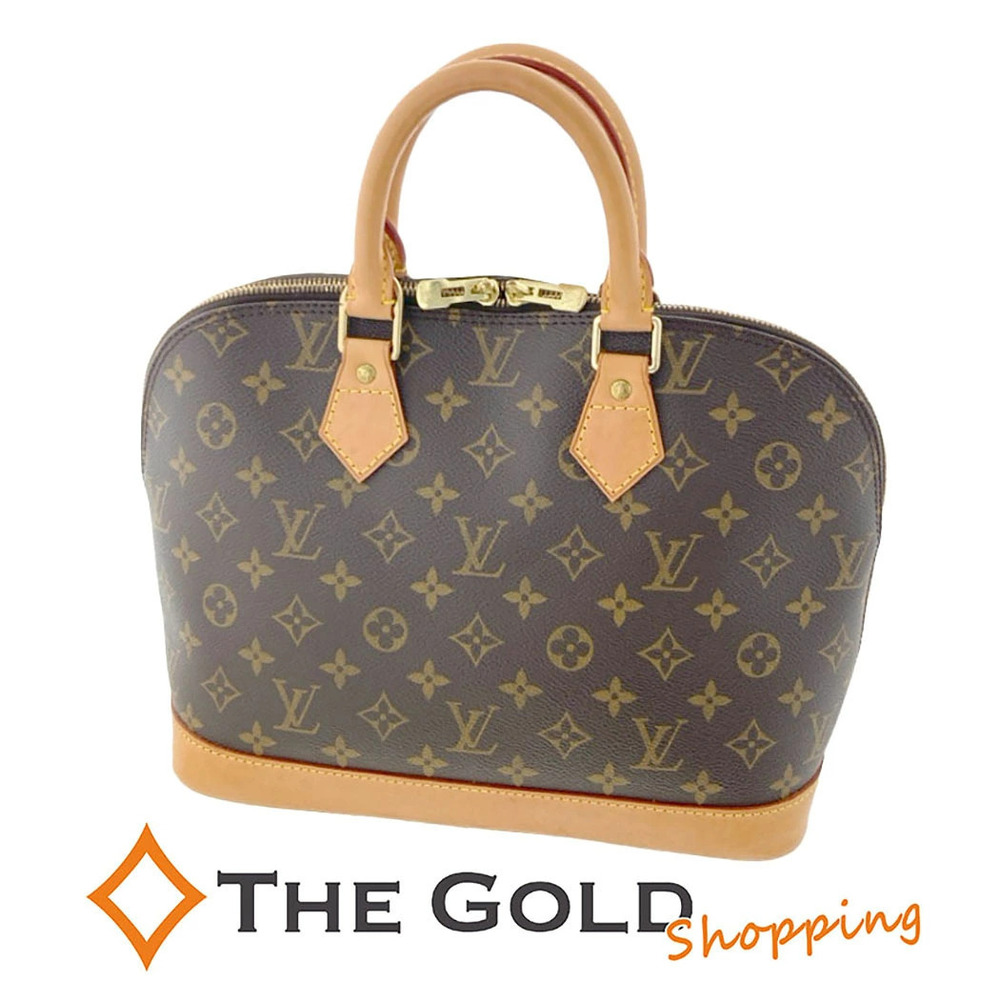 Louis Vuitton Alma Monogram Canvas Top Handle Bag Brown